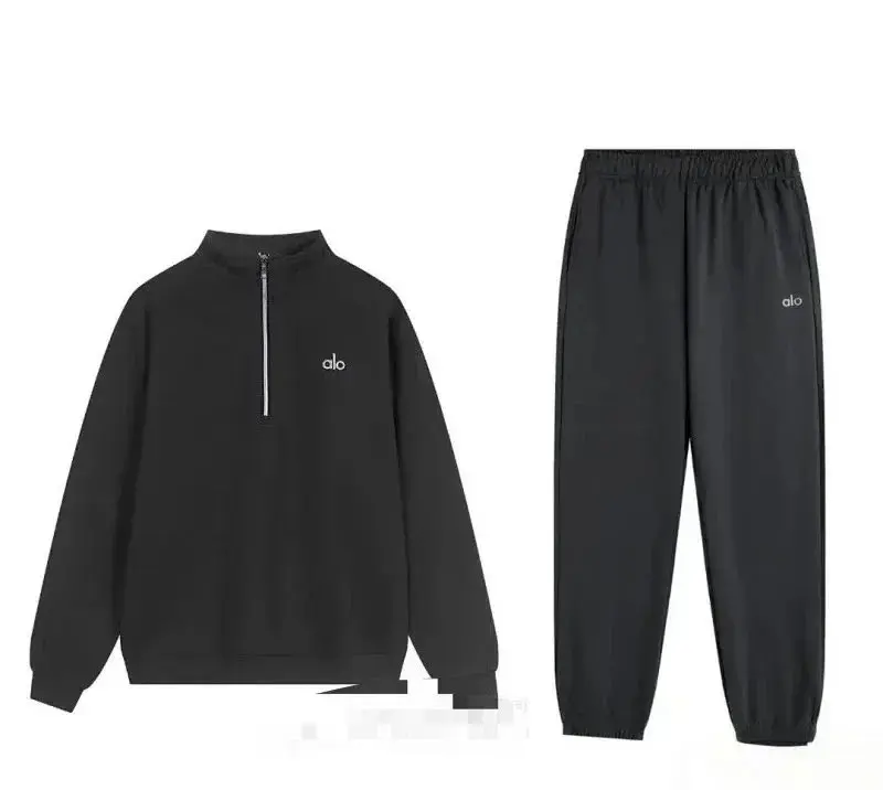 alo*Autumn/Winter Sports Hooded Sweatshirt Set Relaxed Fit Unisex cotton Hoodie Set