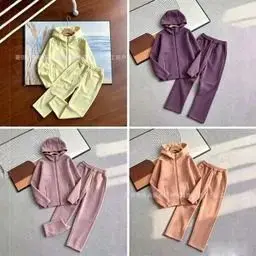 26 Spring and Autumn New Casual Sports Air Layer Hooded Jacket and Sweatpants Set 454 and 461