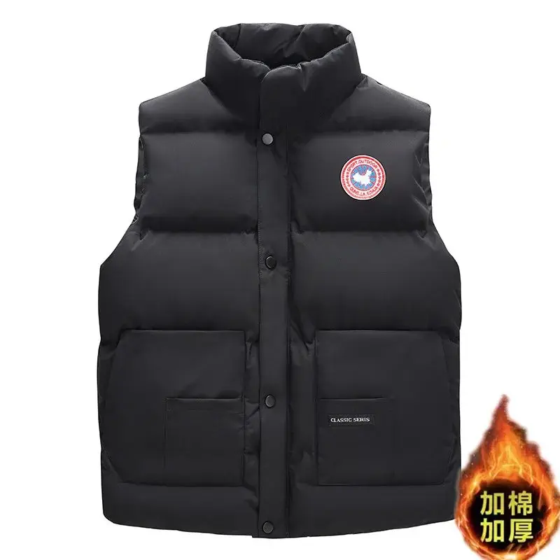 Luxury Brand Goose Down Cotton Vest for Men and Women 2026 Winter Trendy Brand Thickened Outer Vest for Middle and High School Students