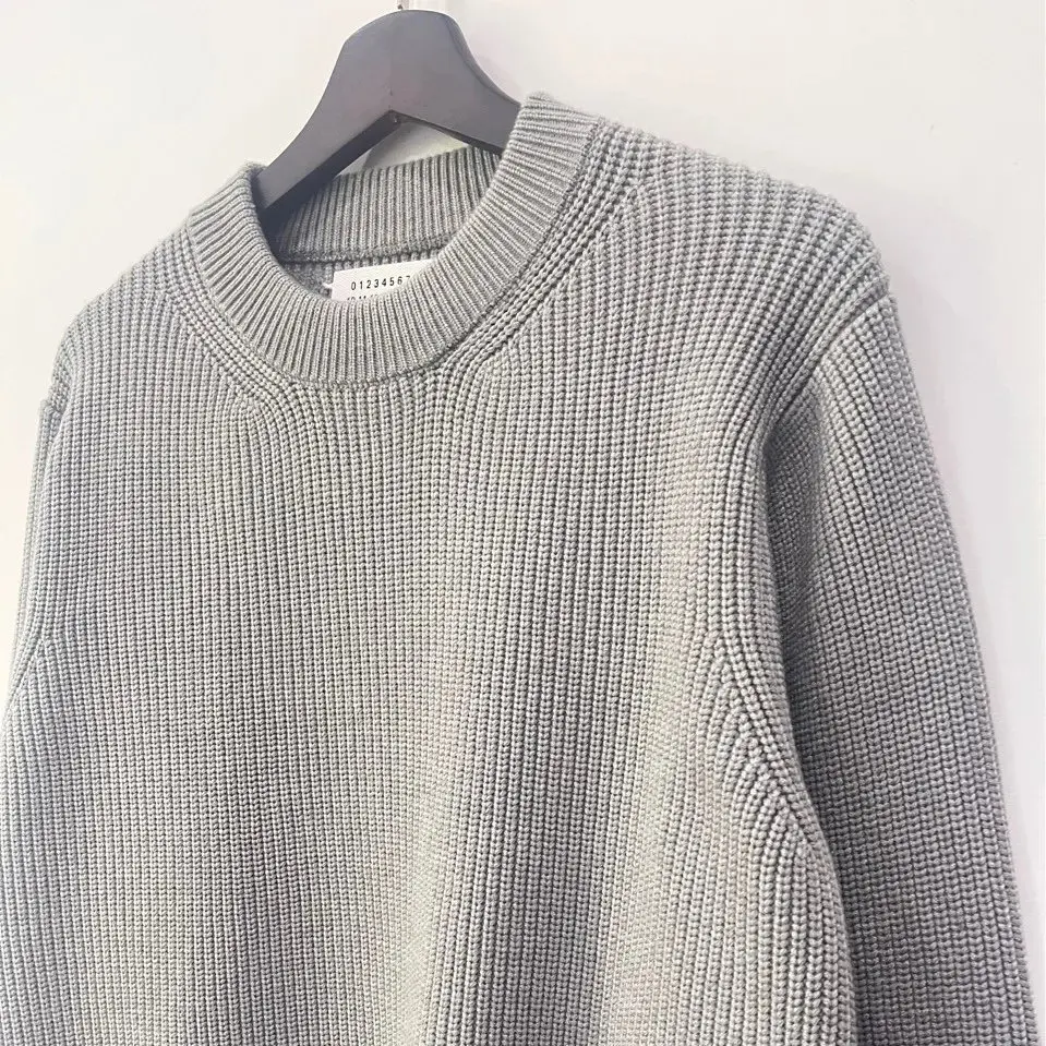 Old Money Style Crew Neck Loose Knit Sweater, Unisex Couple Pullover