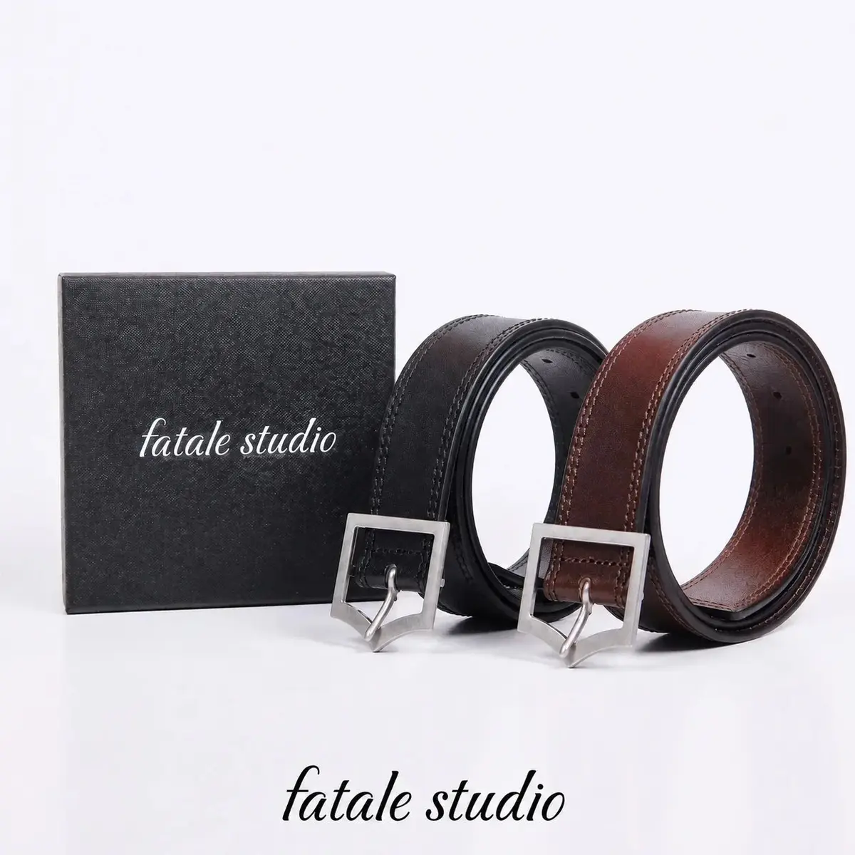 [Final Ripple] fatale studio independent D-point top-grain cowhide classic vintage D-head belt